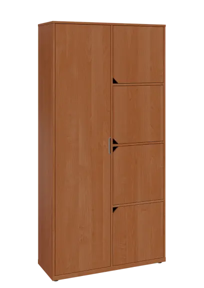 KSR6-82 L skříň šatní, 1x výsuvné ramínko, 4x dvířka, 2053x1022x400 mm, provedení levé, olše jantar